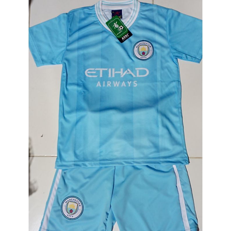 Manchester City Home Kids Football Jersey 20232024 Auri Sport Shopee