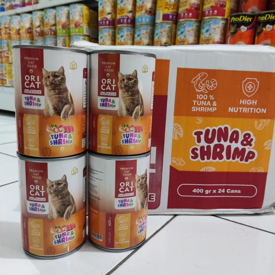 Ori cat Cans 400gr - 12pcs Package - cat Food - TUNA & SHRIMP | Shopee ...