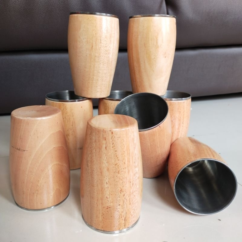 KAYU Tall Stainless Glass in Mahogany Wood | Shopee Malaysia