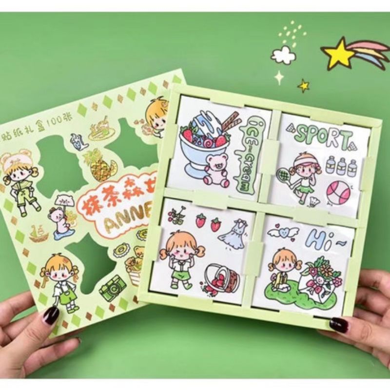 Lw 100 Sheets Of cartoon ANNE Edition Stickers/aesthetic Stickers