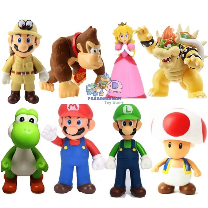 Mario Bross Luigi Yoshi Princess Peach Dongkey kong Figure Set Of 8 ...