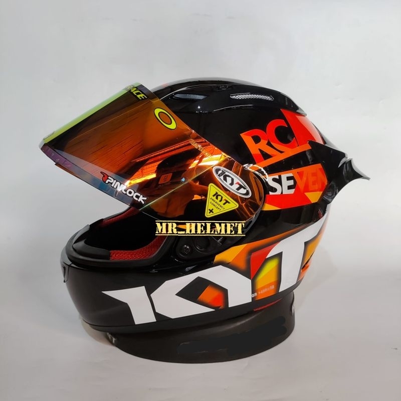 100 ORIGINAL Helmet KYT RC7 19 MOTIF BLACK ORANGE Handsome Package Shopee Malaysia