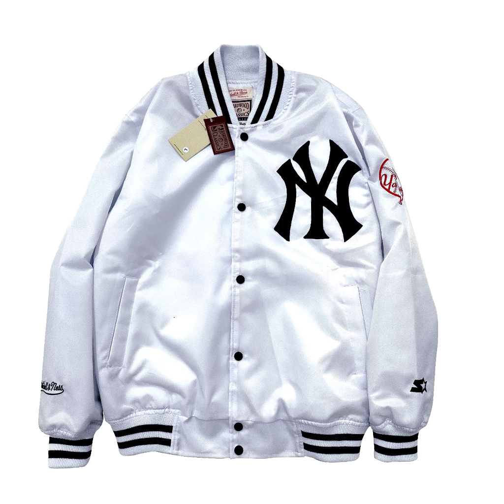 PUTIH Jumpshot Varsity Baseball Jacket White Premium Embroidery Full