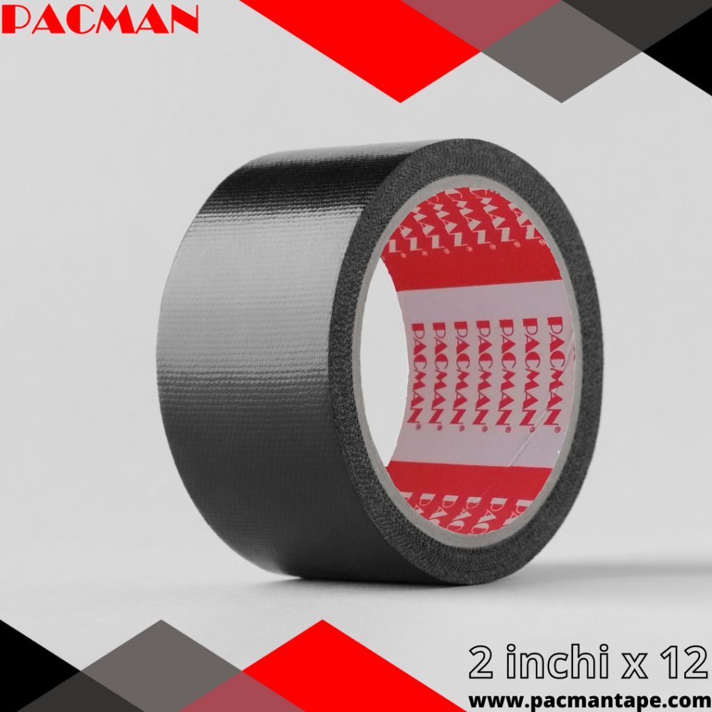 HITAM 2inch x 12 Black Cloth Duct tape PACMAN Quality Duct tape