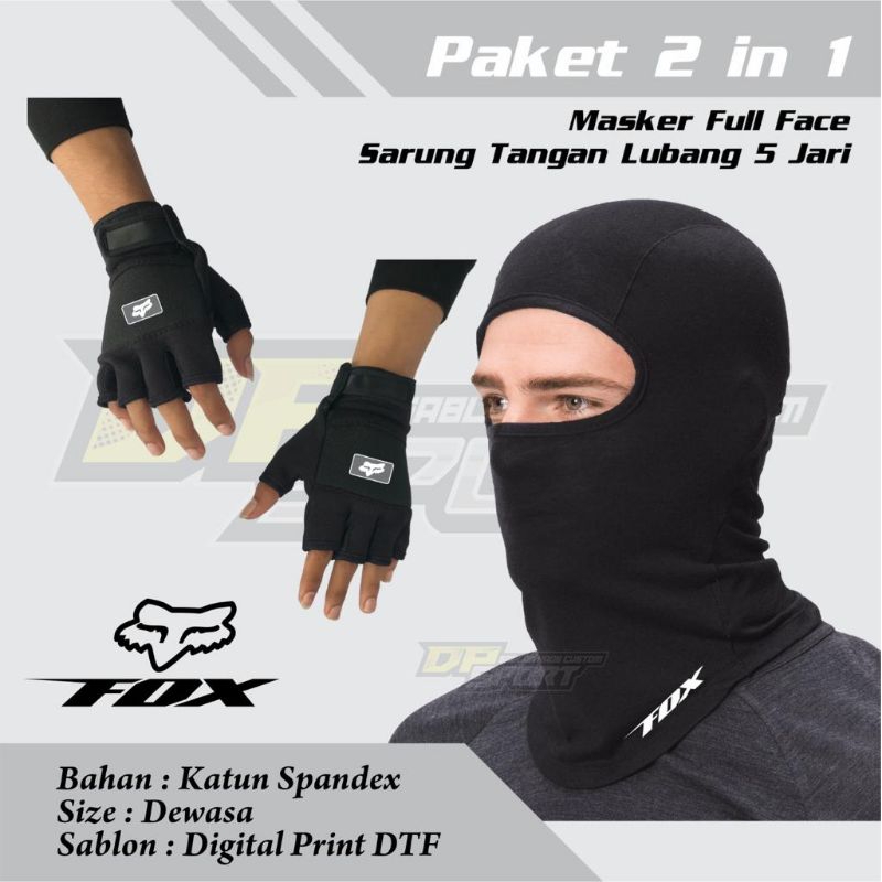 Package of 2 in 1 Motorcycle Riding Gloves with 5 Finger Holes and Buff ...
