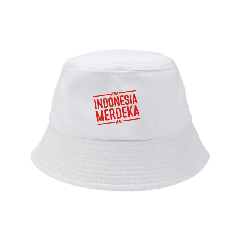 BUCKET Hat HUT RI INDONESIA MERDEKA SEJAK 1945 - White | Shopee Malaysia