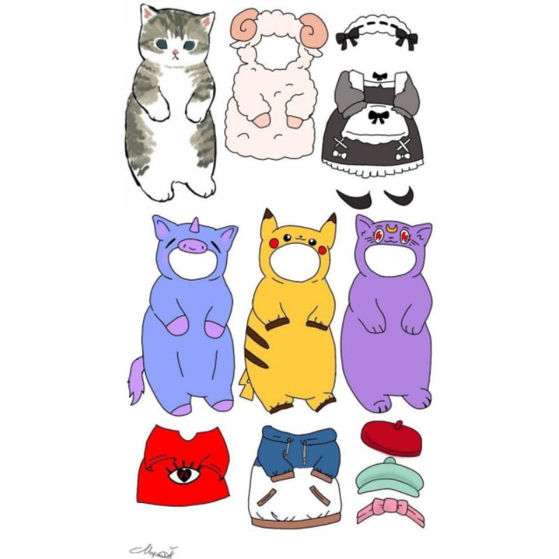 Bpbpan cat Paper doll cat Educational Toys Paper doll | Shopee Malaysia