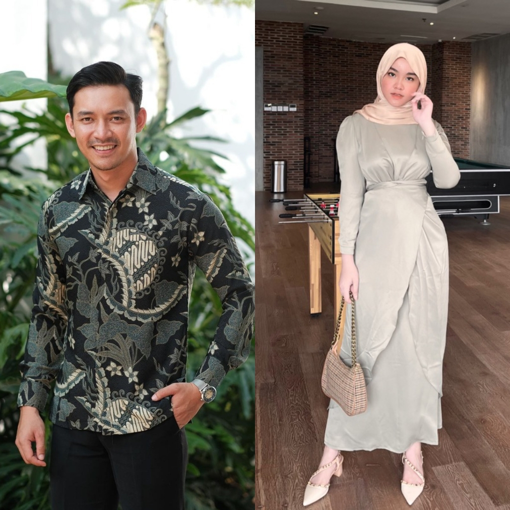 KEMEJA Clara Dress Silk Couple Wedding Party Invitation Plain Robe mix Batik Shirt Elegant And Modern Latest Eid Muslim Dress Shopee Malaysia