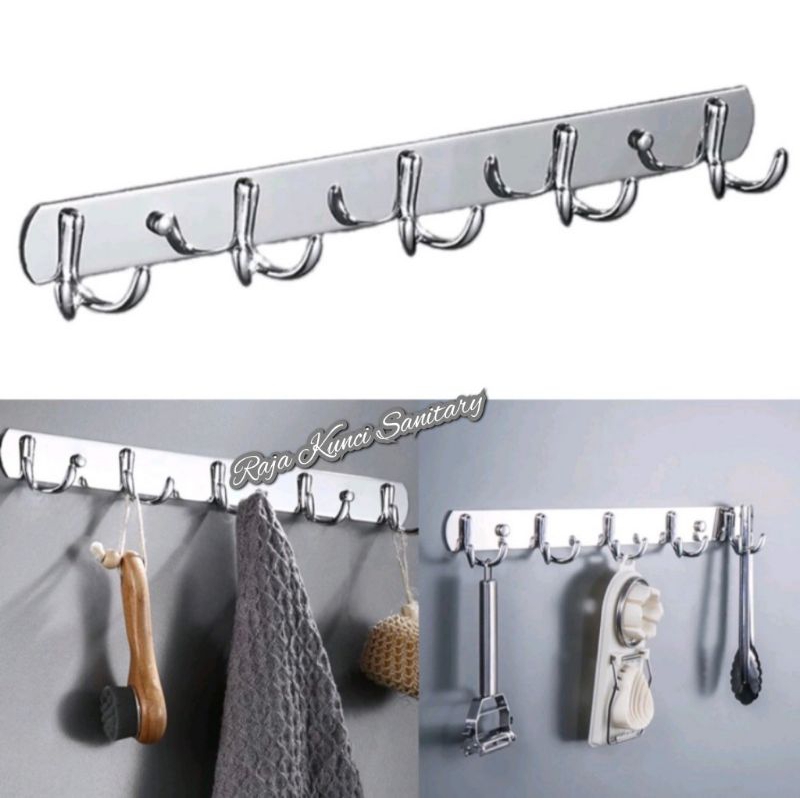 GANTUNGAN 5-hook Double Hook Stainless Clothes Hanger/5-Hook Stainless ...