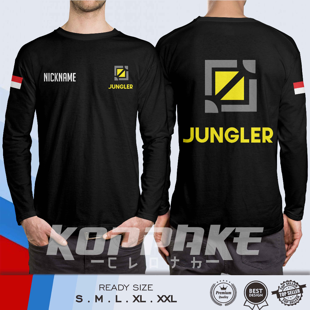 Jungler T-Shirt Free Nickname Role Mobile Legends MLBB Long Sleeve Game ...