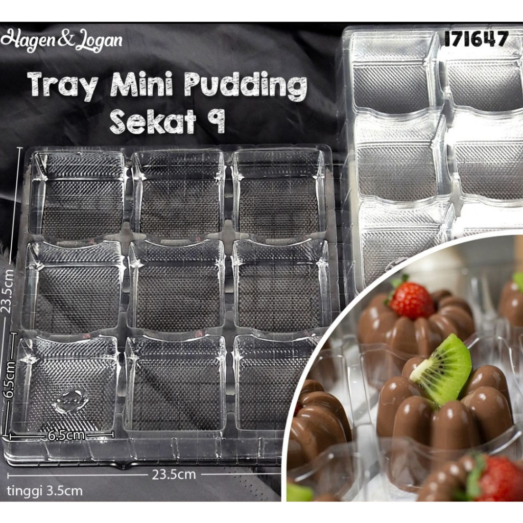 Mika tray pudding cake 9 compartments 6.5 x 6.5 cm (23.5x 23.5 cm ...
