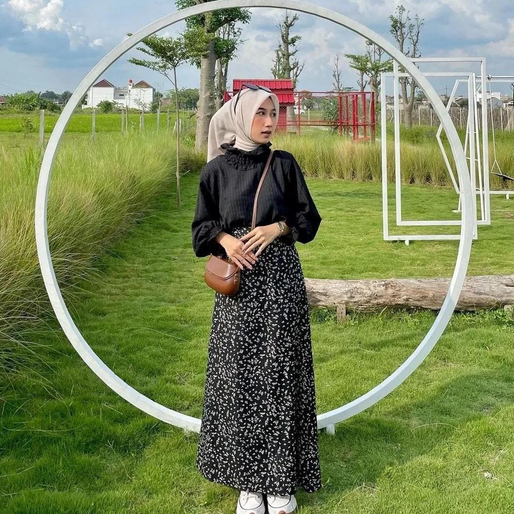 Sakura PATTERN SKIRT Floral SKIRT Korean STYLE SPAN Skirt Midi