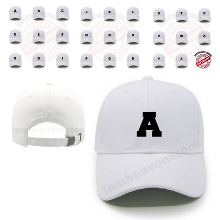 PUTIH White Baseball Cap Alphabet Text Letters ...