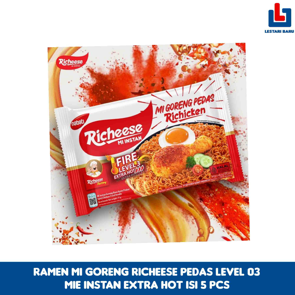 Richeese Spicy Fried Ramen Noodles Level 03 Extra Hot Instant Noodles ...