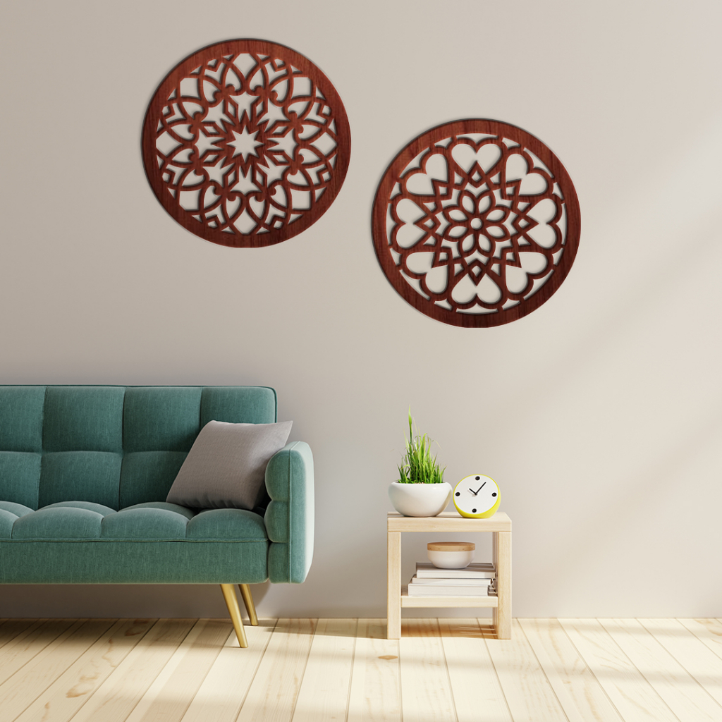 KAYU HIASAN DINDING 1set 2 Modern Wooden Wall Decorations Aesthetic