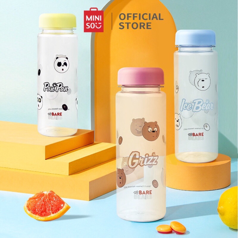 Miniso Drinking Bottle We Bare Bears Drinking Water Bottle 500ml Cold 