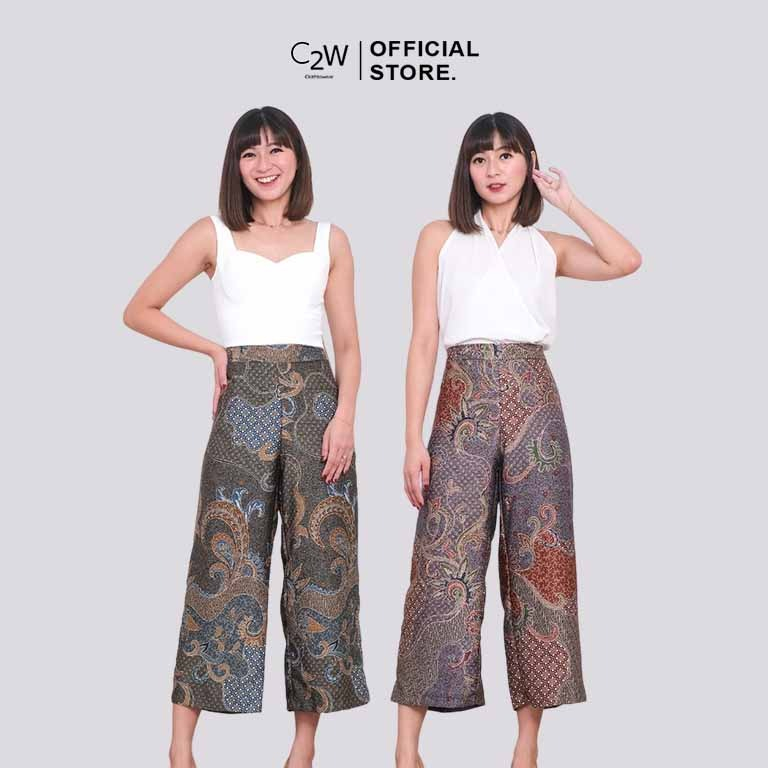 C2w Clothtowear Pants Culottes Batik Women All Size Satin Brocade 