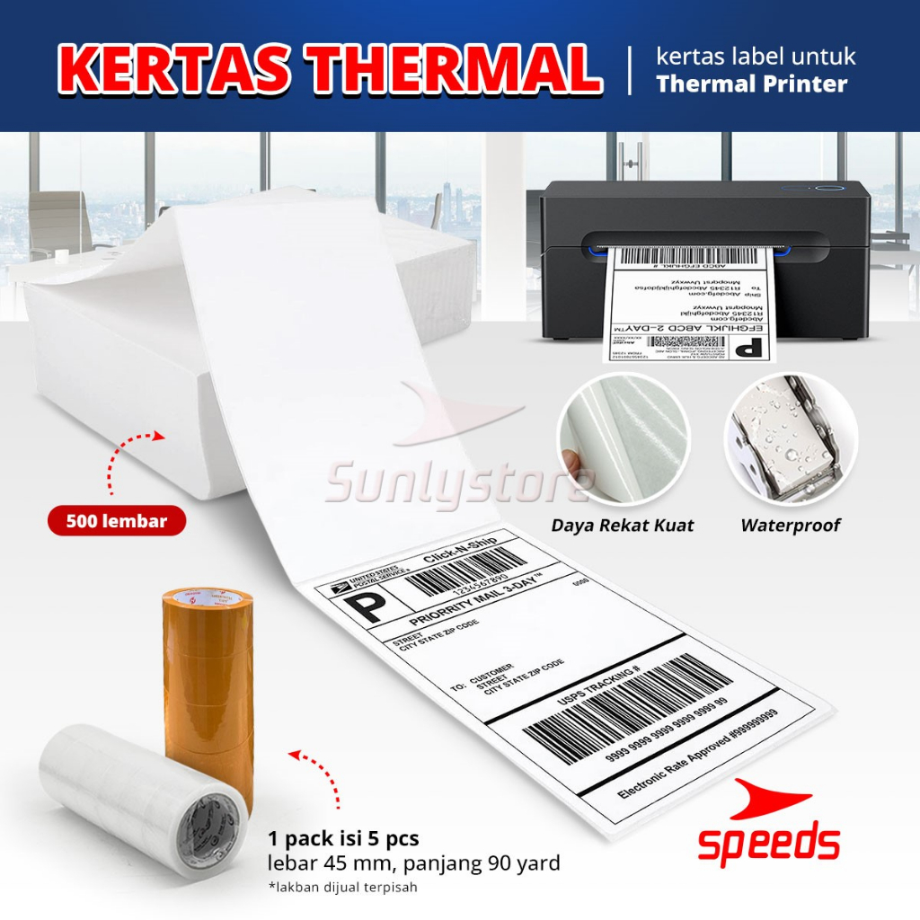 SPEEDS Thermal Label 100x150 Paper contains 500 Sheets Xpinter Barcode ...