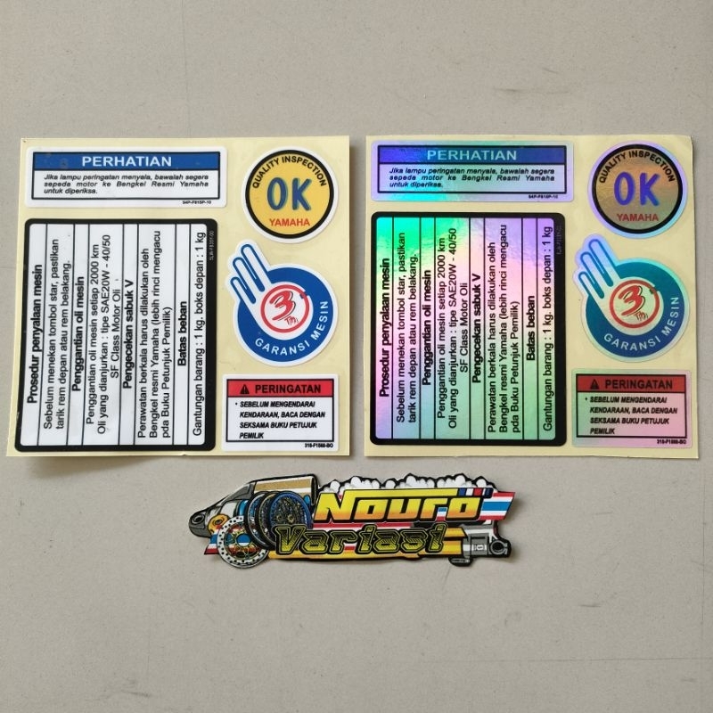 Yamaha MIO SOUL THAILAND warning sticker OK 3 YEAR GUARANTEE HOLOGRAM ...
