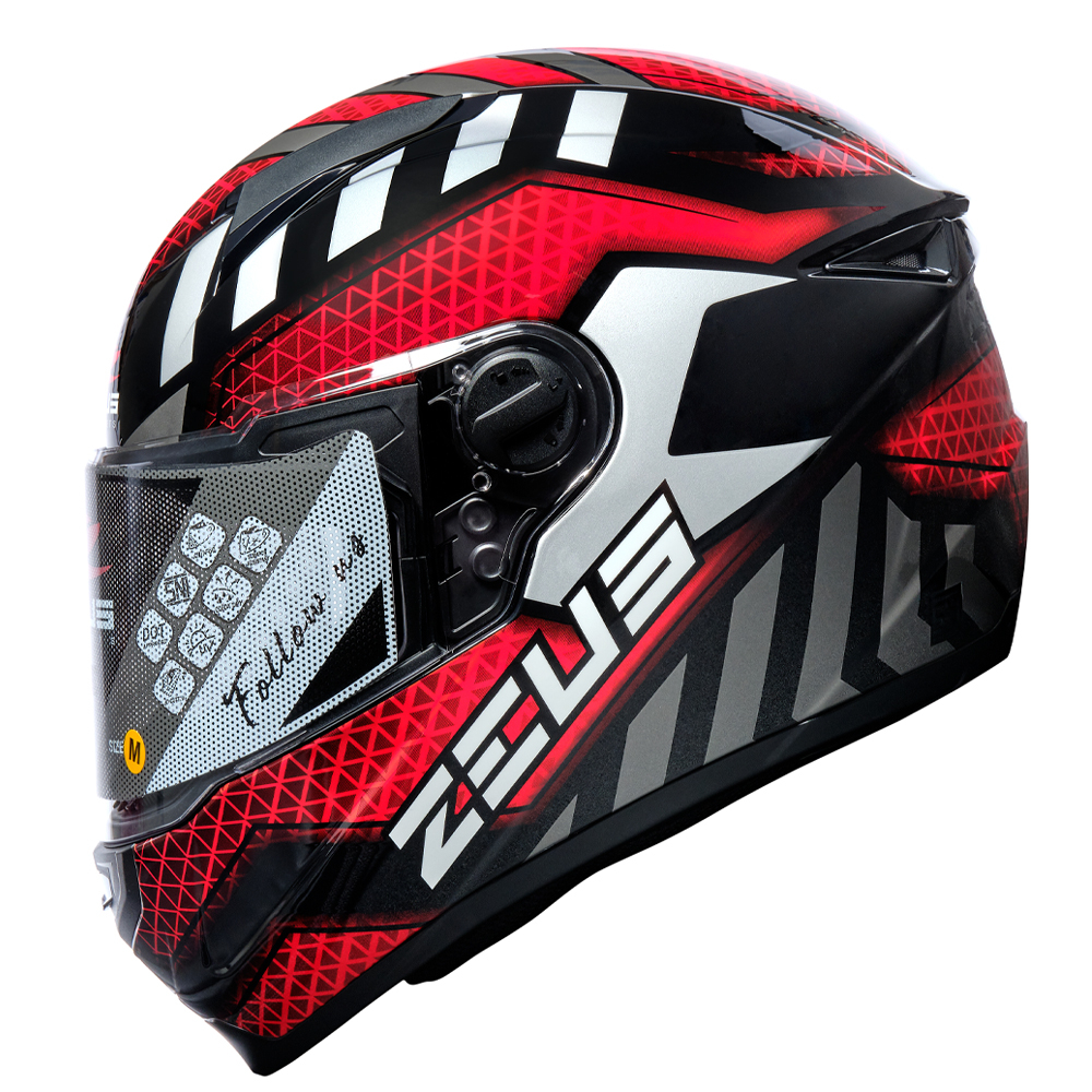 Zeus Zs C Blk Al Red Glossy Full Face Single Flat Visor Free Dark Smoke Visor Shopee