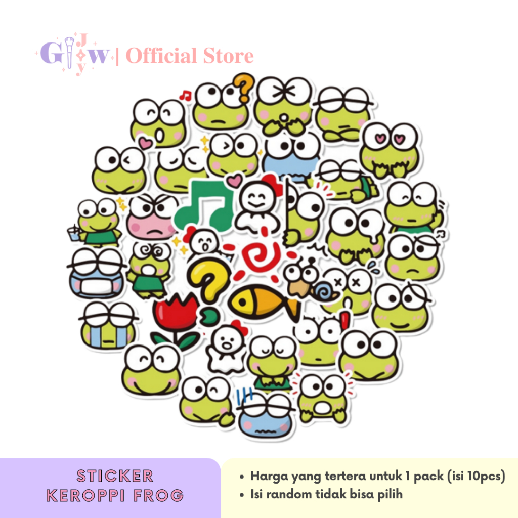 HIJAU A6052 STICKER 10PCS (KEROPPI FROG) Waterproof notebook scrapbook ...