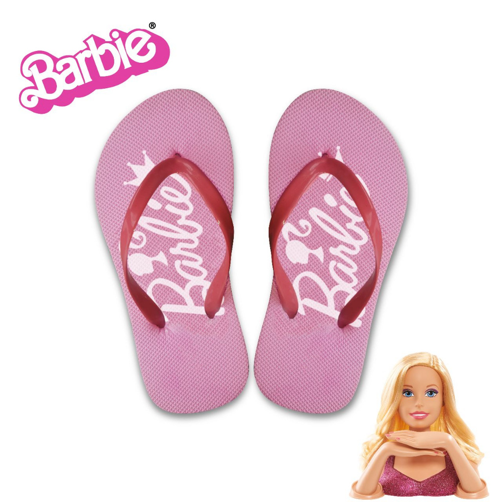 Barbie Pink Screen Printed Sandals for Children and Adults Shopee Malaysia