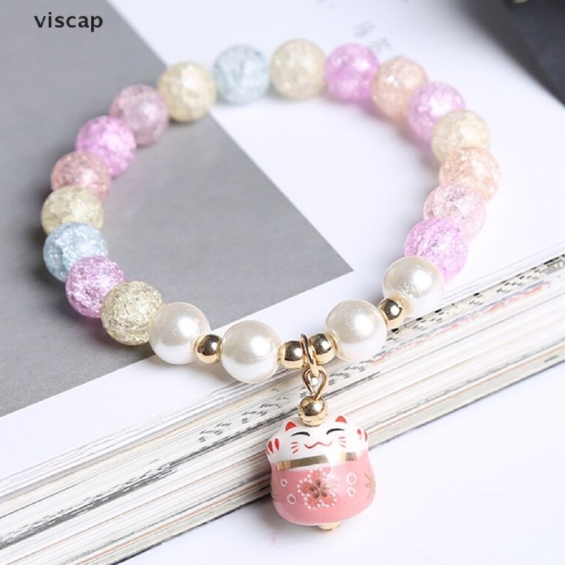 Women's Fashion Bracelet Cute Kawaii Neko Cat Cat Beads Pearl | Shopee ...