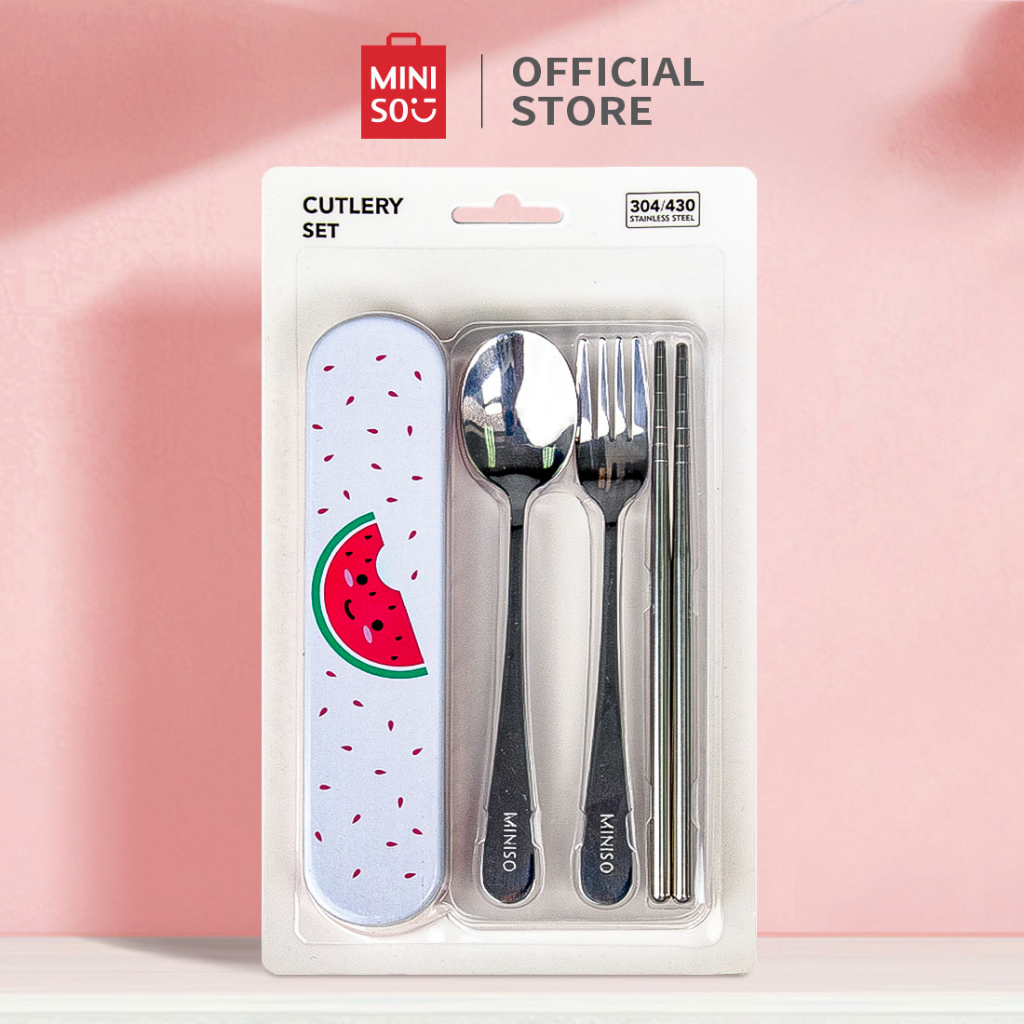 Miniso Cutlery Dinnerware Set 3pack Spoon+Fork+Spoonpit Kids Tableware