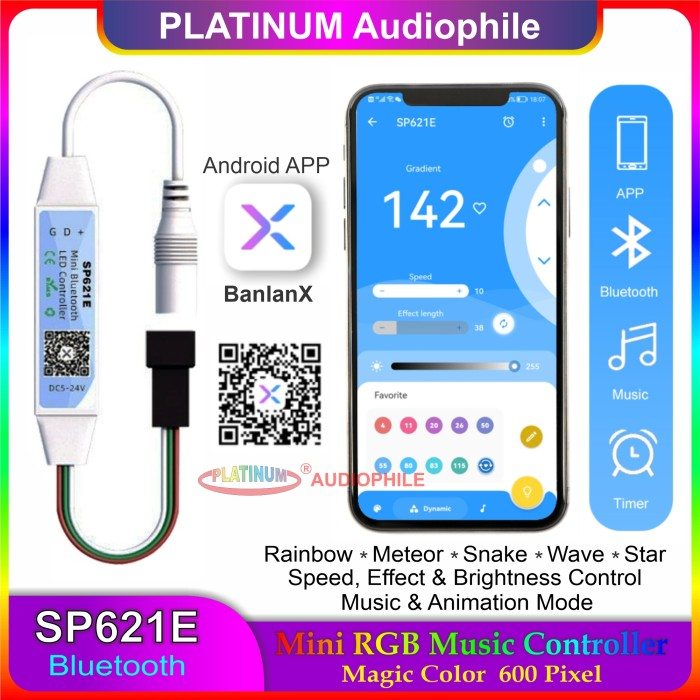 Sp621e Music Bluetooth Mini RGB Controller LED Pixel WS2812 Sk6812 ...