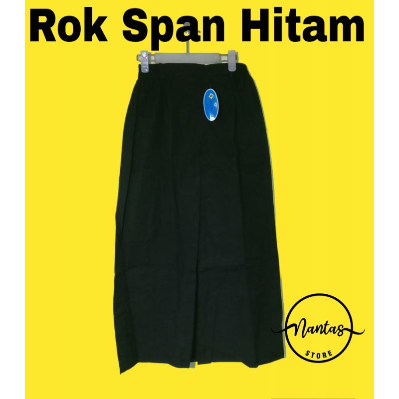HITAM Long Black Span Skirt Uniform Brand Black Span Skirt 1 Split ...