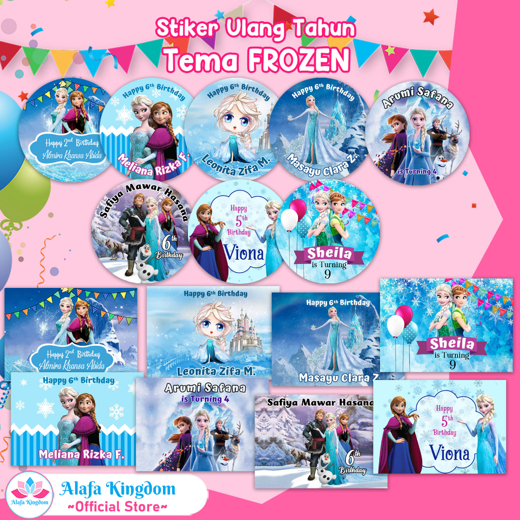 [alafakingdom] Frozen Birthday Stickers | Custom Birthday Label ...