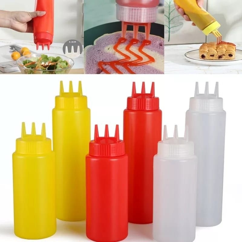 MERAH Refillable 3hole Sauce Holder Bottle Tomato Caos Sambal Sauce