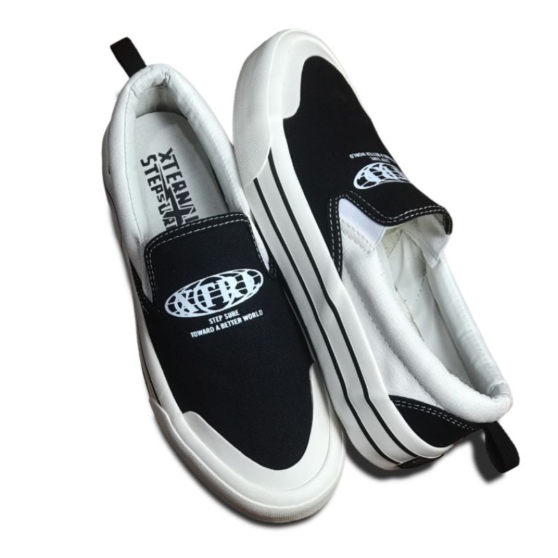 HITAM Xternalstepsure Shoes - Slip On Anastasia Globe Middle White List ...