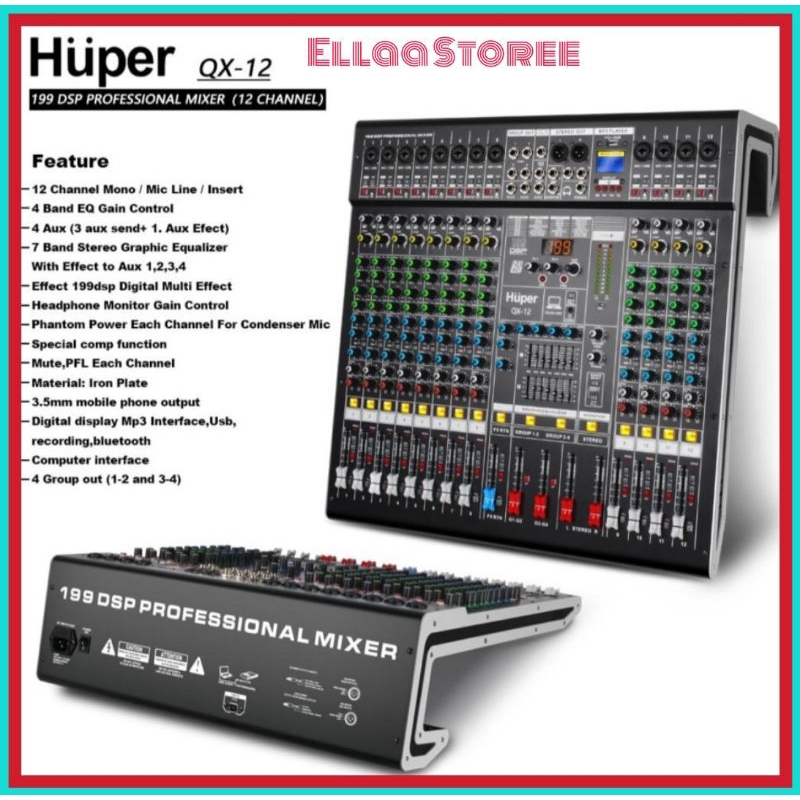 HUPER 12 CHANNEL QX-12 ORIGINAL AUDIO MIXER WITH OFFICIAL WARRANTY ...