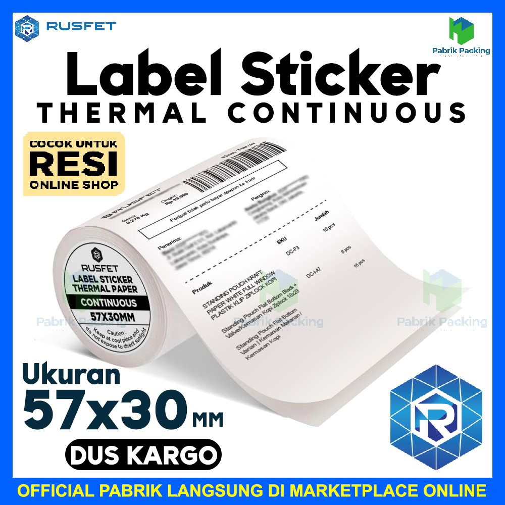 Label sticker 57x30 thermal continuous rusfet cargo box unit Label ...