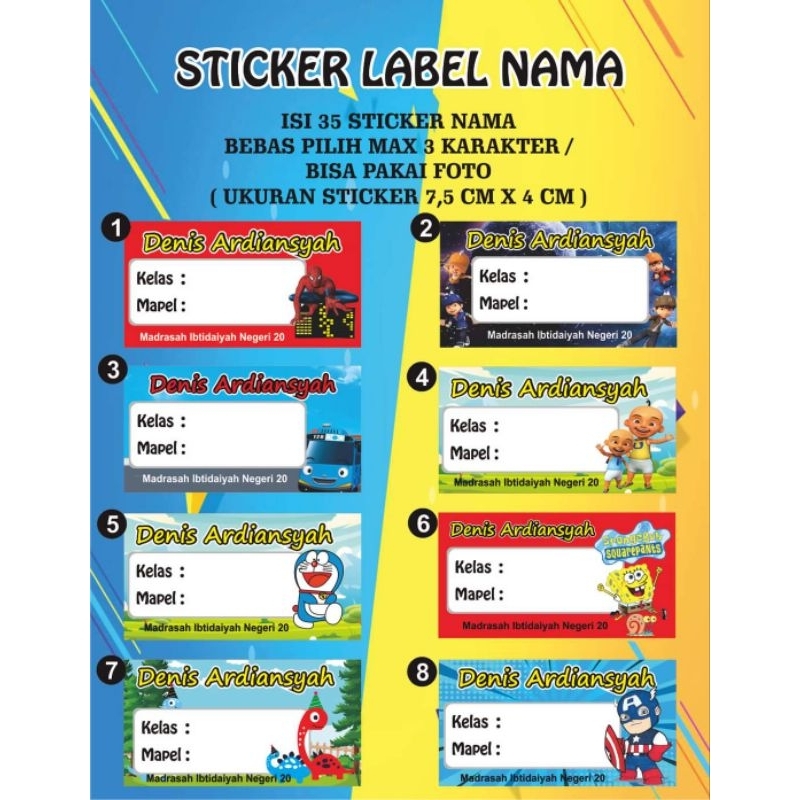 Custom Name Label Sticker Contents 35pcs Name Sticker School Sticker