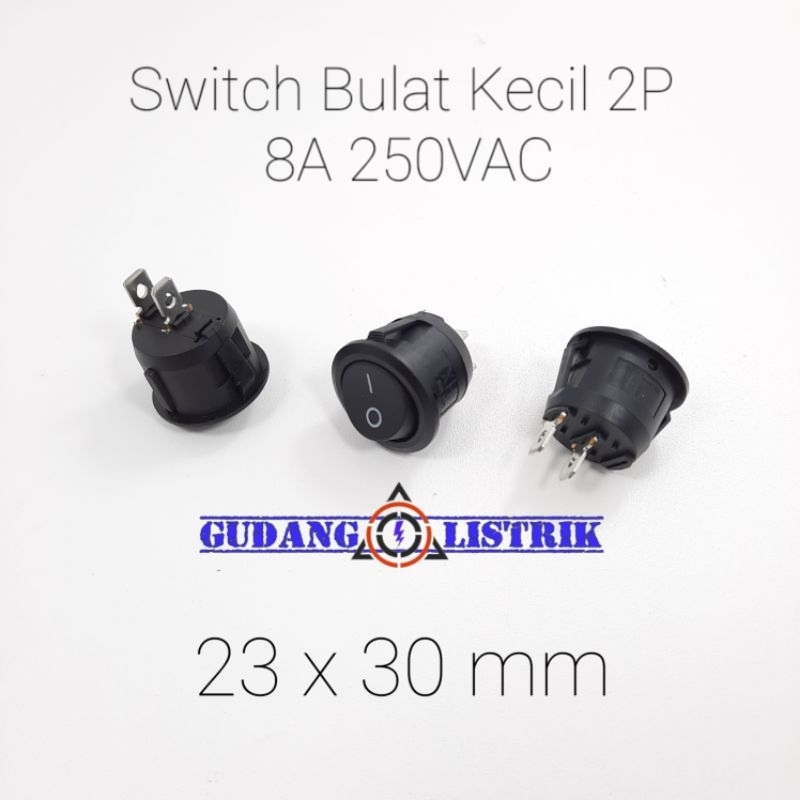 TOMBOL Rocker Switch Small Round On Off Button Switch 2 Pin 6A 250VAC ...