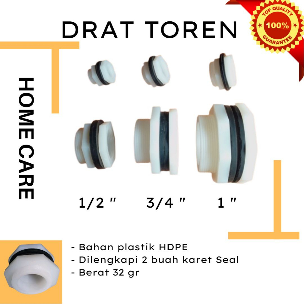 PUTIH Drat Toren and Dop Plug 1/2 in / Nut Tandon 1/2 / Nut Drat Toren ...