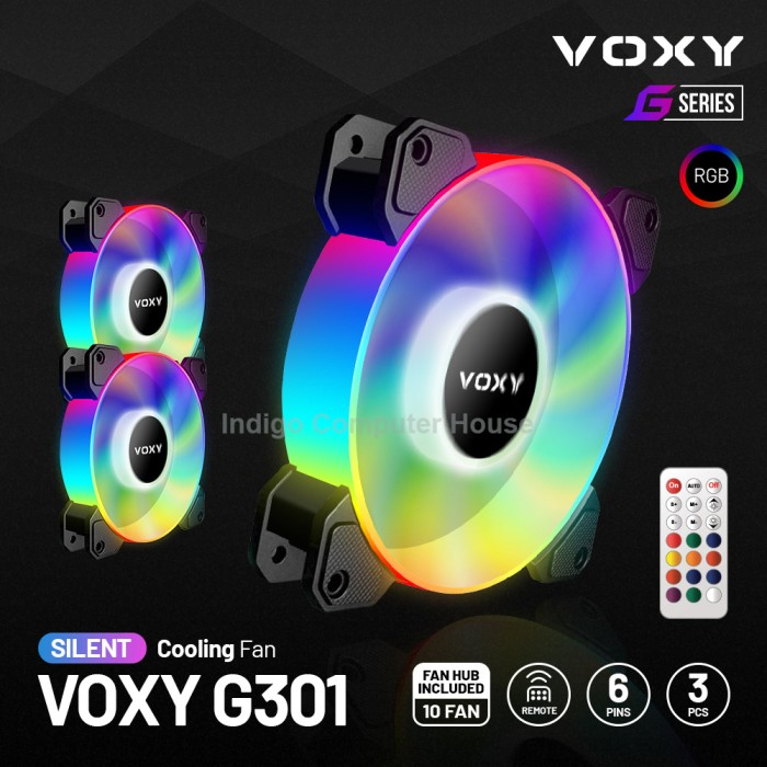 Fan CASING VOXY G301 RGB 12cm With Remote Control (Contains 3pcs ...