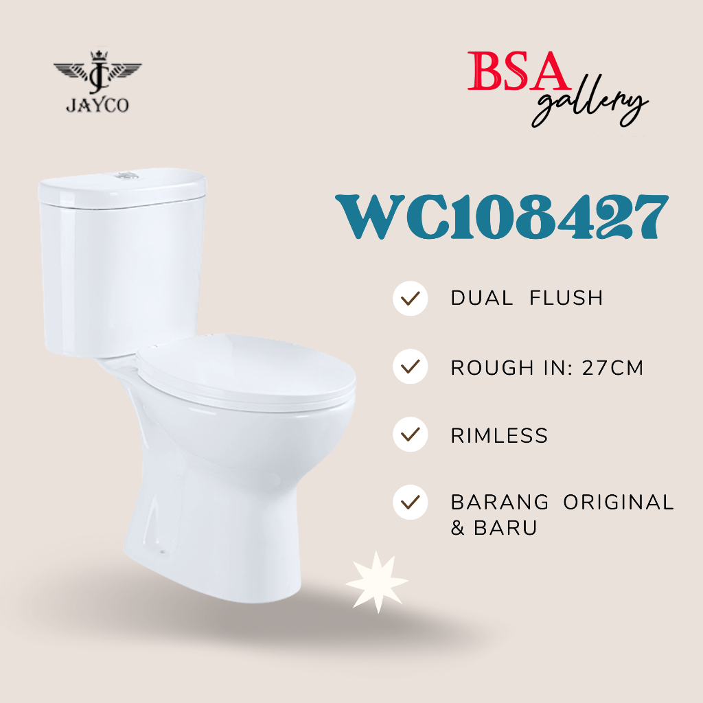 Jayco WC Bidet108427 Rimless/dual FLUSH TOILET Seat Shopee Malaysia