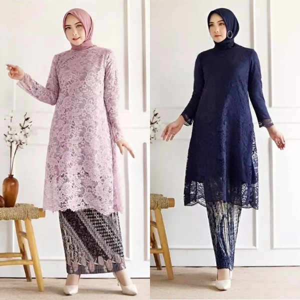 Modern Tunic Kebaya Suit, Brocade Kebaya Set, Muslim Graduation Lace ...