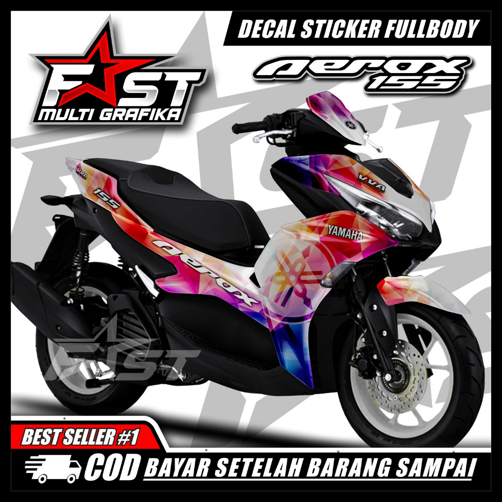 Yamaha Aerox New 155 Full Body Decal Sticker with Lowpolly Motif ...