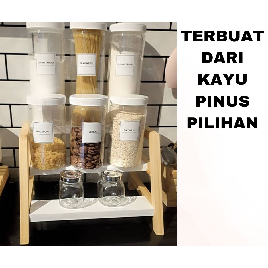 PUTIH KAYU ^^^ 3-story Mini Kitchen Shelf | White 3-story Spice Rack ...