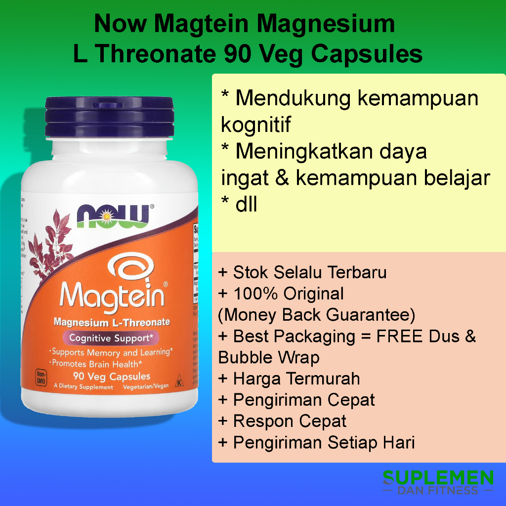 Now Magtein Magnesium L Threonate 90 Veg Capsules Vegan Vegetarian