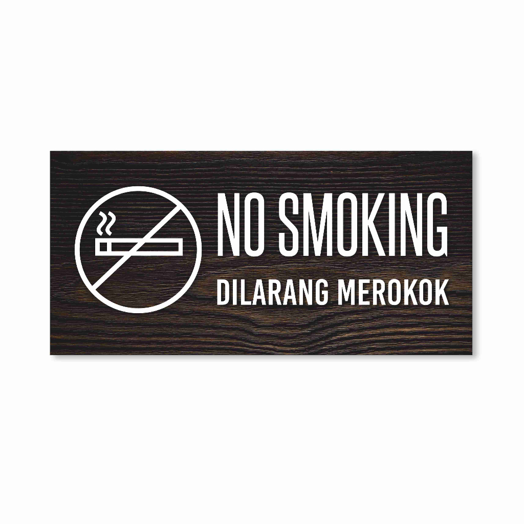 KAYU No smoking, no smoking sign board with dark wood motif | Shopee ...