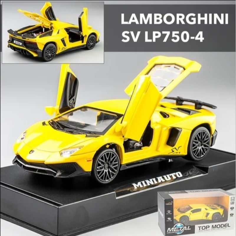 Diecast Car Lamborghini Aventador SV LP750-4 Miniature Die-cast Sound ...