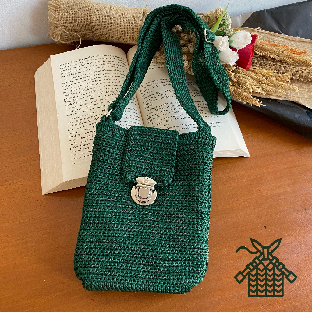 Knitted Sling Bag Knitted phonebag nazneen bandung Knitted Bag hp knit Zipper Bag Shopee Malaysia