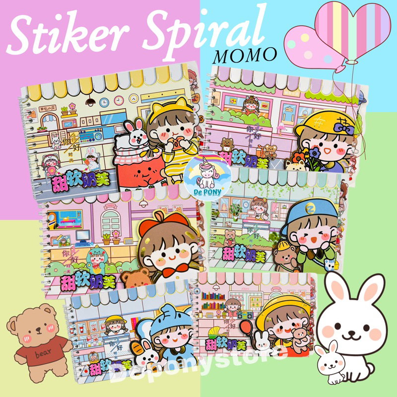 Momo Cute 4in1 Aesthetic Character Spiral Book Sticker | Shopee Malaysia
