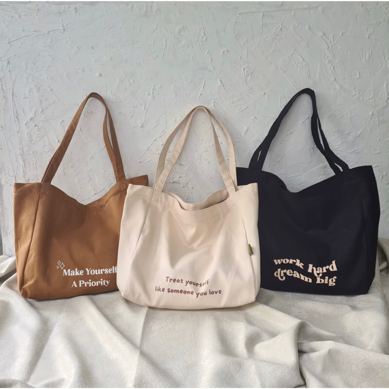Balo Canvas Tote Bag Zipper Screen Printed Pouch Cabiciks