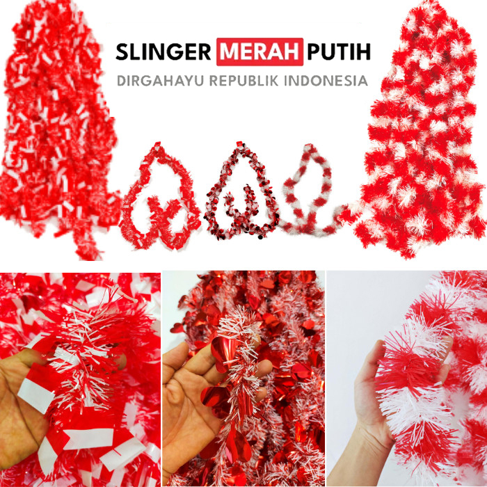 MERAH PUTIH Slinger Red And White Tinsel DecorationYu HUT RI Quality ...